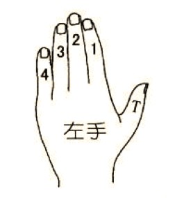 FIG left hand fingers corresponding symbol